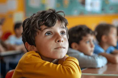 Enfant attentif en classe, pour illustrer l’hypnose et l’apprentissage