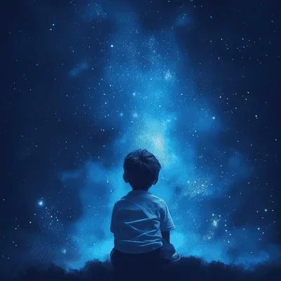 Enfant face à un ciel étoilé, symbole de l’imaginaire en hypnose
